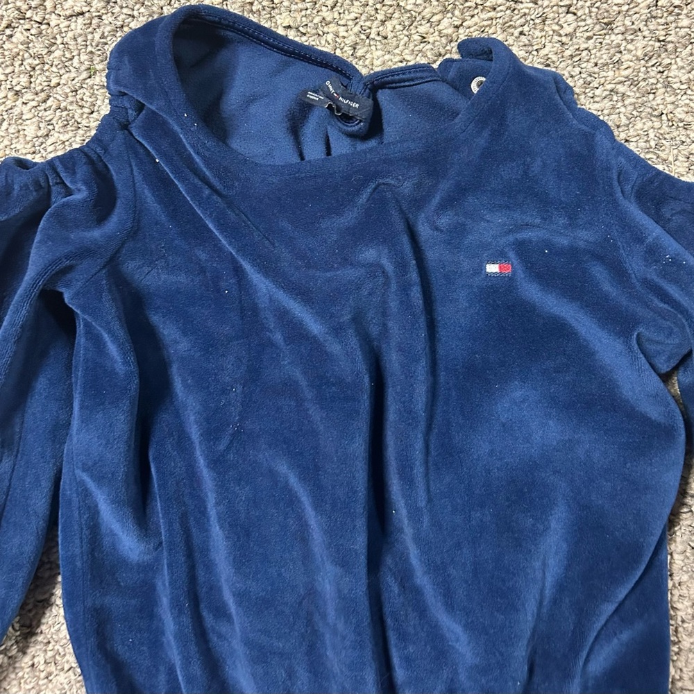 Tommy Hilfiger Navy Velour Pullover